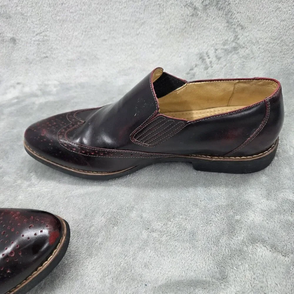 Sandro Moscoloni Men's Leather Wingtip Loafers Burgandy Size 10D Shoes